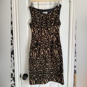 dressbarn Leopard Print Sleeveless Shift Dress - Brown & Black comfy cute